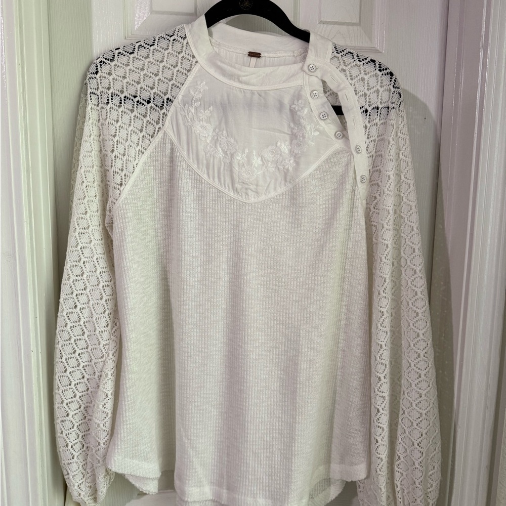 Free People White Lace Women's Top